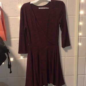 3/4 sleeve soft maroon dress